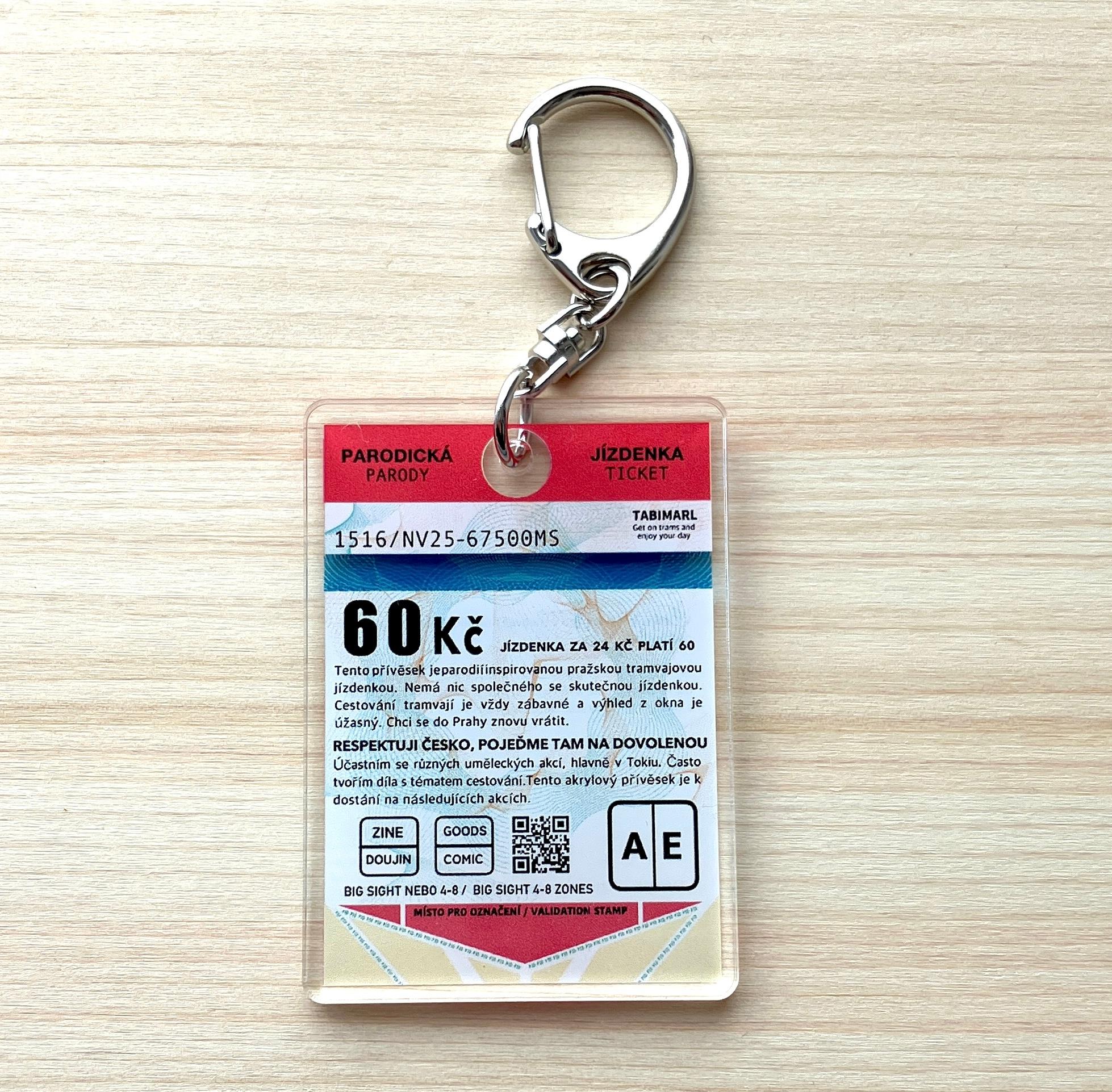 チェコのトラムチケットキーホルダー　赤 | 2枚目